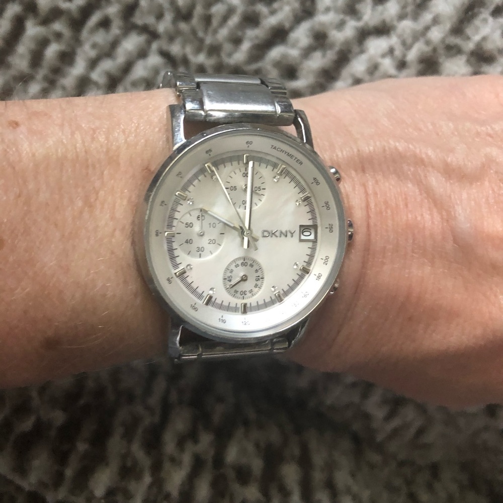 DKNY silver link watch